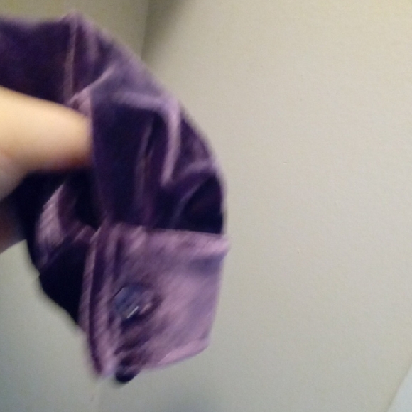 Womans S Soft Surroundings Purple Velvet 3/4 Sleeve Notched Collar Shirt - Picture 3 of 4